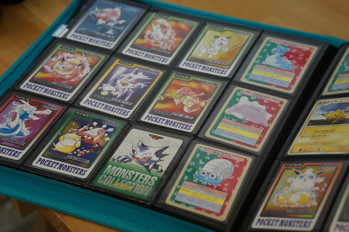 Vintage Japanese Pokemon cards in a binder